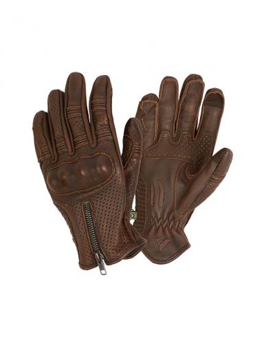 BROWN PERFORATED LEATHER SUMMER GLOVES AMSTERDAM BY CITY