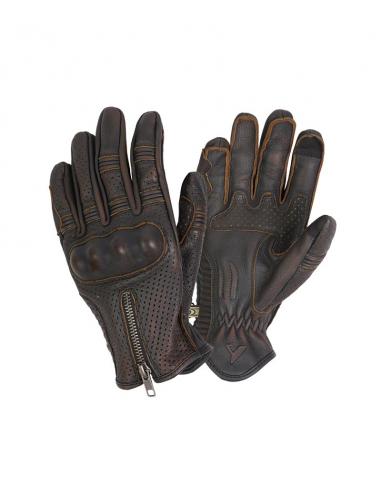 AMSTERDAM SUMMER GLOVES IN DARK BROWN PERFORATED LEATHER BY BY CITY