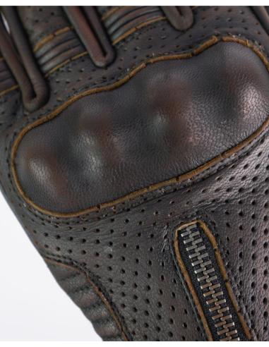 AMSTERDAM SUMMER GLOVES IN DARK BROWN PERFORATED LEATHER BY BY CITY