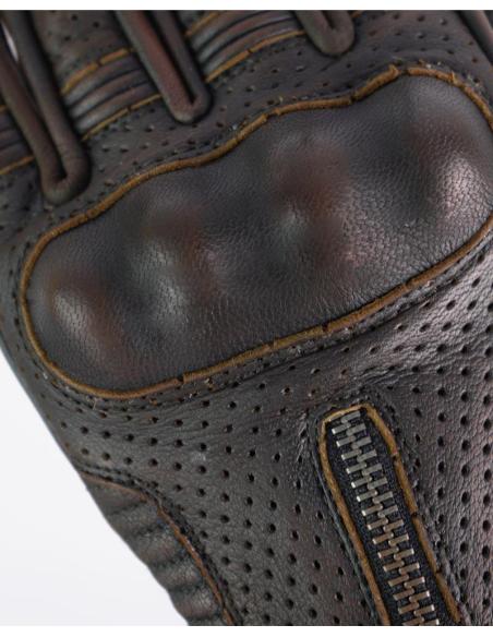 AMSTERDAM SUMMER GLOVES IN DARK BROWN PERFORATED LEATHER BY BY CITY