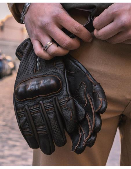 GANTS D'ÉTÉ EN CUIR PERFORÉ MARRON FONCÉ AMSTERDAM BY CITY