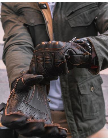 GANTS D'ÉTÉ EN CUIR PERFORÉ MARRON FONCÉ AMSTERDAM BY CITY