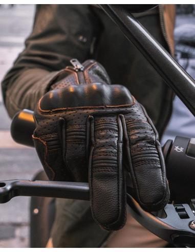 GANTS D'ÉTÉ EN CUIR PERFORÉ MARRON FONCÉ AMSTERDAM BY CITY