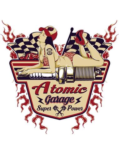 ATOMIC GARAGE WHITE T-SHIRT BY MOTORCLOTHING
