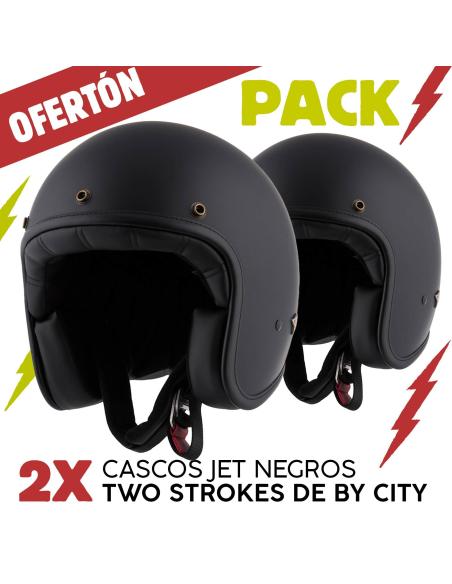 Acquista Pack 2 Caschi Jet Neri Two Strokes By City a prezzo scontato