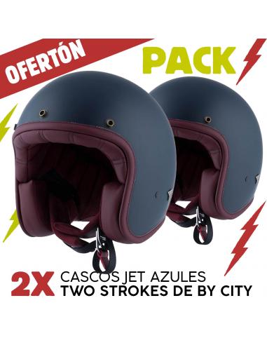 PACK 2 CASCOS JET AZULES TWO STROKES BY CITY