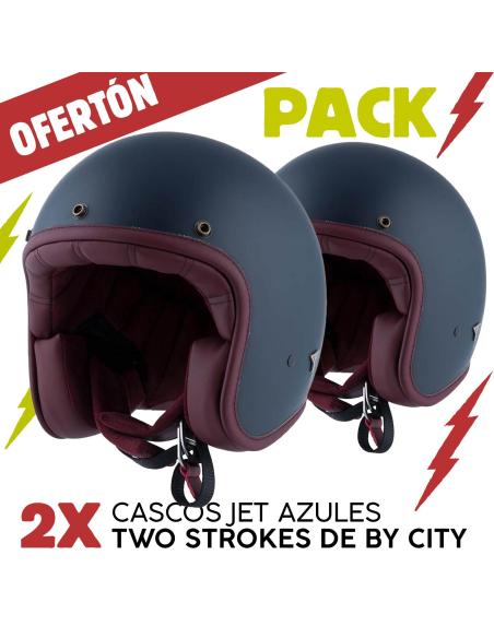 Comprar Pack 2 Cascos Jet Azules Two Strokes By City a precio de oferta
