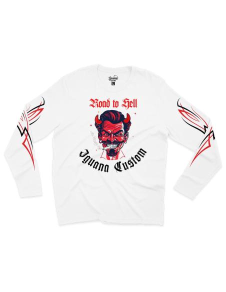 Acquista T-shirt Road To Hell Uomo Bianca a prezzo scontato