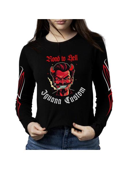 Acquista Maglietta Road To Hell Donna Nera a prezzo scontato