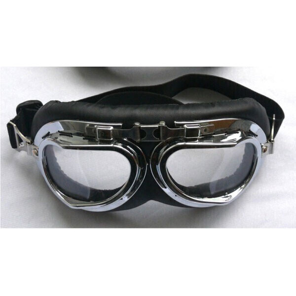 CHROMED RED BARON GOGGLES CLEAR LENS