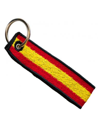 EMBROIDERED BLACK CANVAS KEYCHAIN WITH THE FLAG OF SPAIN: A TOUCH OF ELEGANCE AND PATRIOTISM