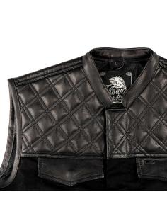 CHESTER WAISTCOAT BLACK DENIM AND BLACK LEATHER 2