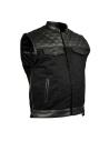 CHESTER WAISTCOAT BLACK DENIM AND BLACK LEATHER