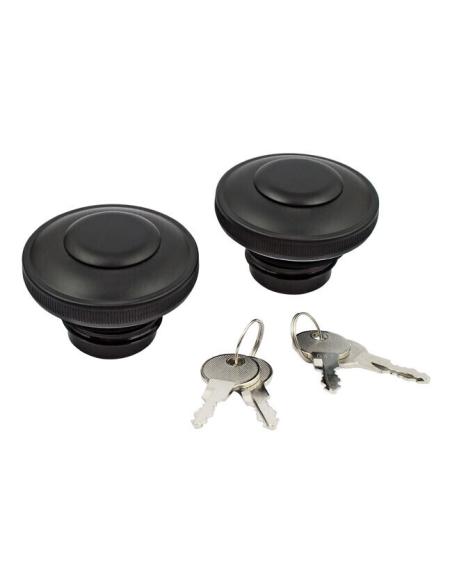 JEU DE BOUCHONS LISSES NOIRS POUR HARLEY 83-95 AVEC CLÉ (2 PCS.)