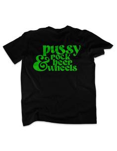 Acquista T-shirt Pussy Rock Beer And Wheels Nera di Veneno a prezzo scontato