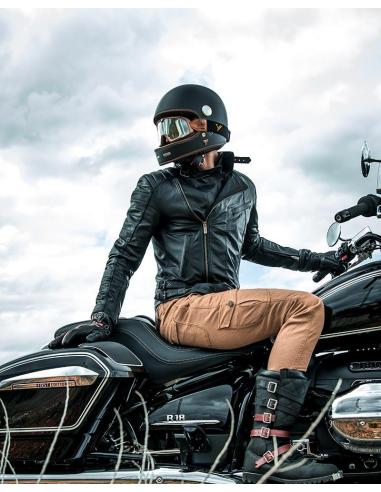 VESTE KINGS MAN EN CUIR POUR MOTO AVEC PROTECTIONS NIVEAU 2