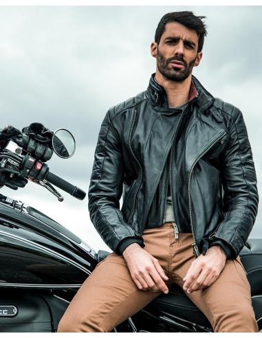 Acquista Giacca Kings Man in Pelle per Moto con Protezioni Livello 2 a Prezzo Scontato