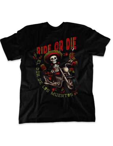 Acquista Maglietta Uomo Ride Or Die Dia De Los Muertos By Icc a prezzo scontato