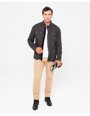 JAQUETA MOTOCICLISTA LONDON III MASCULINA: ESTILO E SEGURANÇA EM ALGODÃO ENCERADO