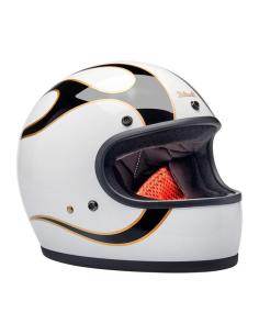 BILTWELL GRINGO HELMET 22.06 GLOSS WHITE FLAMES 2