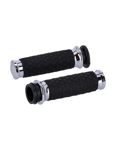 AVON DIAMOND DOMED HD CHROME GRIPS WITH ELECTRONIC GRIPS TBW