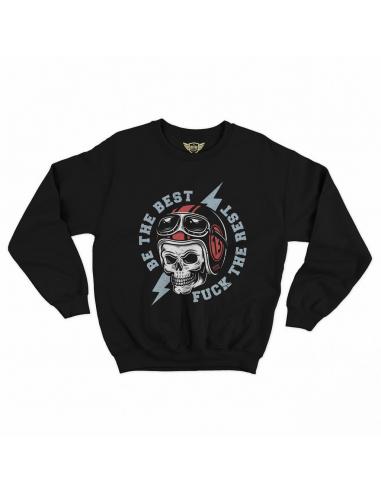 "BE THE BEST" BLACK SWEATSHIRT WITH SKULL – DARING AND LIMITLESS STYLE