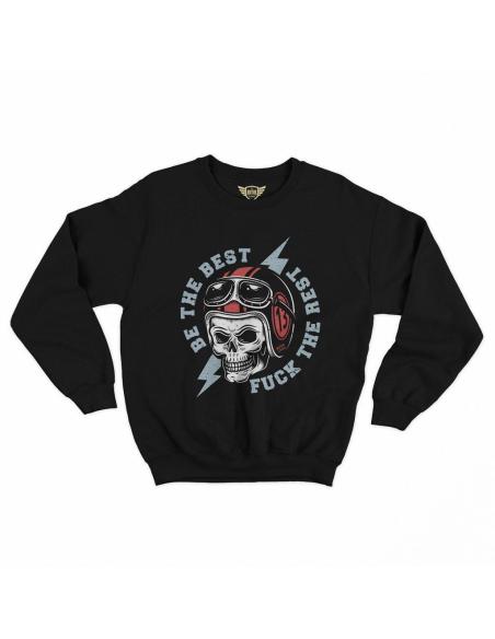 SWEAT NOIR "BE THE BEST" AVEC CRÂNE – AUDACE ET STYLE SANS LIMITES