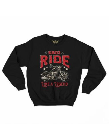MOLETOM PRETO ALWAYS RIDE LIKE A LEGEND