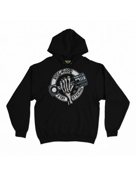 Acquista Felpa Nera con Cappuccio Ride Hard Stay Strong a prezzo scontato