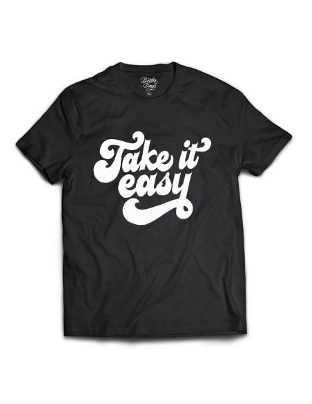 T-SHIRT TAKE IT EASY PARA HOMEM EM PRETO BY BETTER DAYS