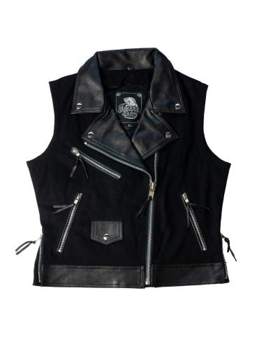 Acquista Gilet Femminile Incrociato in Jeans e Pelle a prezzo scontato