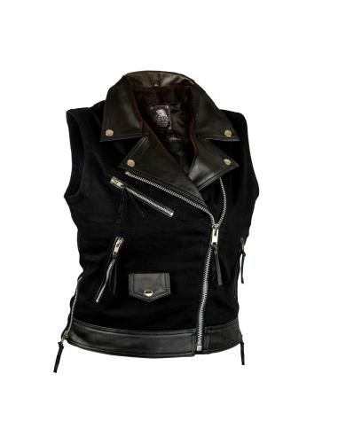 Acquista Gilet Femminile Incrociato in Jeans e Pelle a prezzo scontato