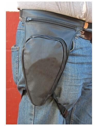 Leather revolver holster for motorcycle | Iguana Custom