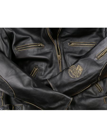 OLD ESTILO JAQUETA DE COURO ENVELHECIDO ATÉ 10XL COM PROTECCIO