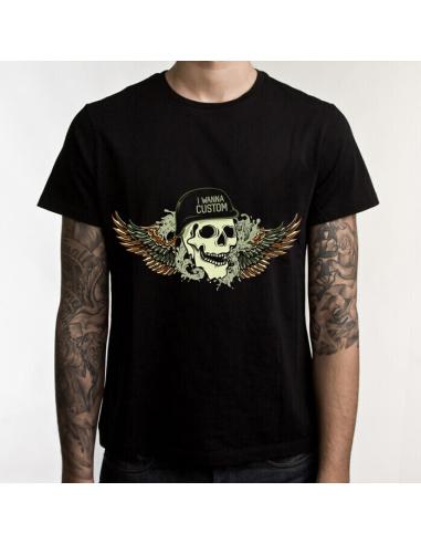 T-SHIRT NOIR À MANCHES COURTES "SKULL" IGUANA CUSTOM COLLECTION