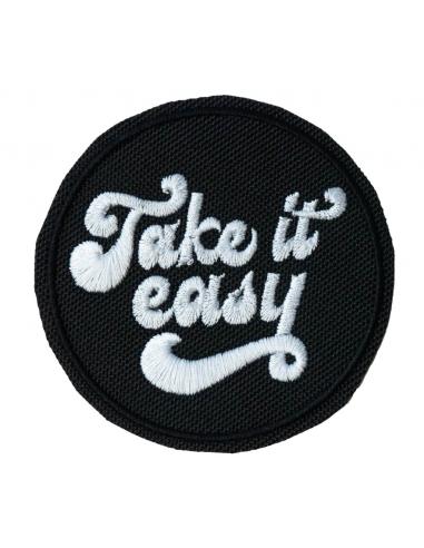 TAKE IT EASY BIKER PATCH WITH HEAT SEAL BACKING 8 CM