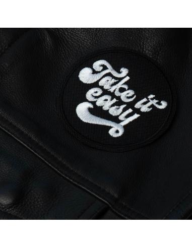TAKE IT EASY BIKER PATCH WITH HEAT SEAL BACKING 8 CM