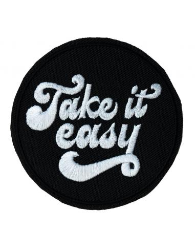 TAKE IT EASY BIKER PATCH WITH HEAT SEAL BACKING 10 CM