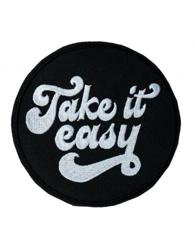 TAKE IT EASY BIKER PATCH WITH HEAT SEAL BACKING 13 CM