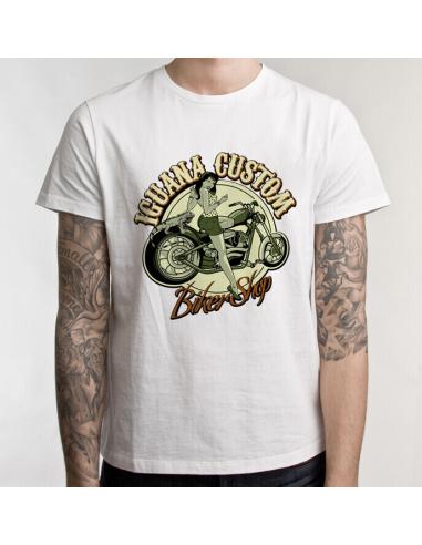 Acquista Maglietta a Maniche Corte Bianca "Pin Up" Iguana Custom Collection a prezzo scontato