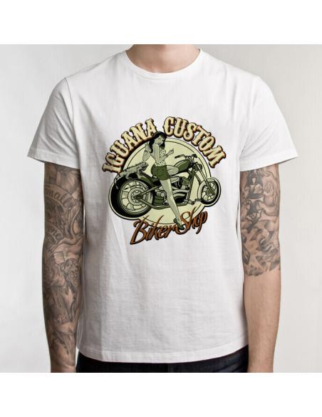 T-SHIRT "PIN UP" BLANC À MANCHES COURTES IGUANA CUSTOM COLLECTION