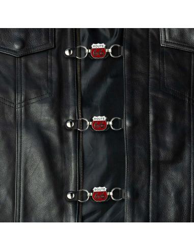 WAISTCOAT EXTENDER WITH RED ROUTE 66 SYMBOL AND SNAPS BUTTONS