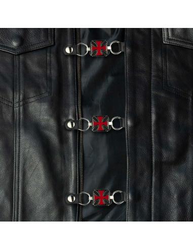 WAISTCOAT EXTENDER WITH RED MALT CROSS AND PRESS STUDS