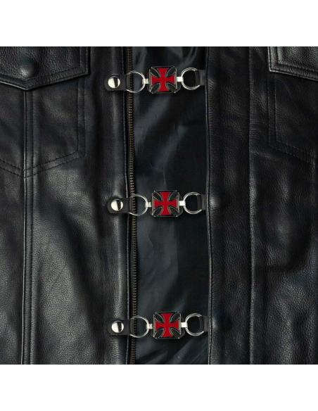 WAISTCOAT EXTENDER WITH RED MALT CROSS AND PRESS STUDS
