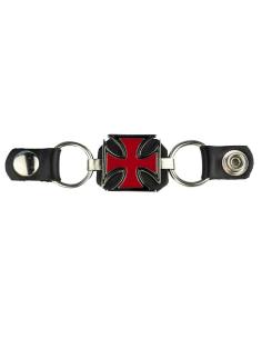 WAISTCOAT EXTENDER WITH RED MALT CROSS AND PRESS STUDS