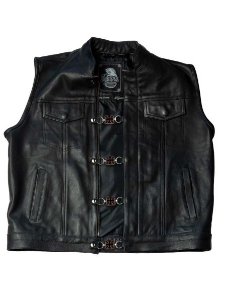 EXTENSION DE GILET AVEC CROIX DE MALT NOIR ET BOUTONS-PRESSION