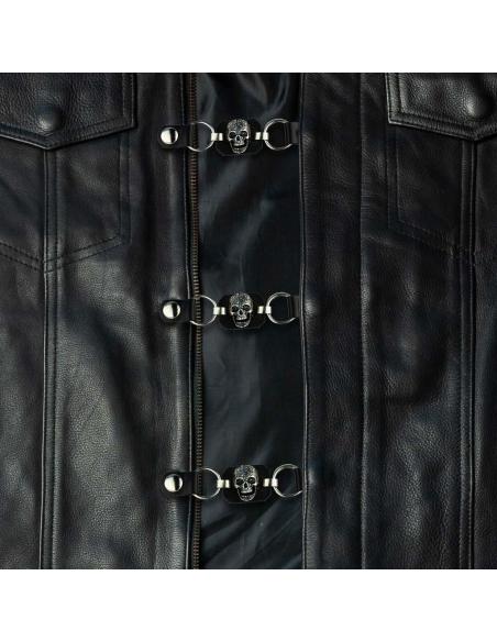 WAISTCOAT EXTENDER WITH MEXICAN SKULL AND SNAP BUTTONS
