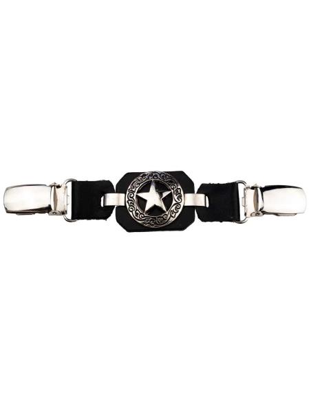 EXTENSOR DE COLETE COM CRACHÁ DE ESTRELA DE XERIFE E FECHO DE CLIPE