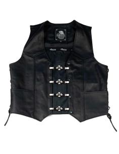 VEST EXTENDER 3 SKULLS AND CROSS WITH CLAMP CLOSURE 2