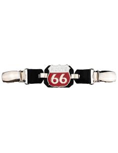EXTENSOR DE COLETE VERMELHO COM SÍMBOLO DA ROTA 66 E FECHO DE CLIPE